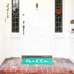 Natural Coco Coir Door Mat 17"x30", Hello Welcome Front Doormat Non Slip Rug For Home Indoor Outdoor Entrance