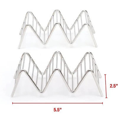 2 Lb Depot Premium Stainless Steel Stackable Taco Holders - Holds 2-5 Hard Or Soft Tacos, Five Styles Available - Set Of 2 3 2 Lb Depot Premium Stainless Steel Stackable Taco Holders - Holds 2-5 Hard Or Soft Tacos, Five Styles Available - Set Of 2 - Image 3
