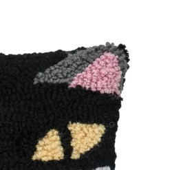 C&F Home 8" X 8" Spooky Cat Face Hooked Petite Halloween Throw Pillow