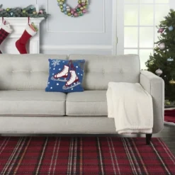 Mina Victory Home For The Holiday Ice Skates 18" X 18" Multicolor Indoor Throw Pillow
