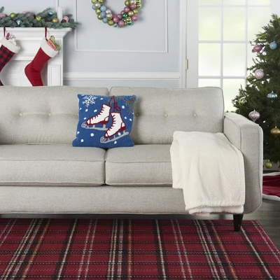 Mina Victory Home For The Holiday Ice Skates 18" X 18" Multicolor Indoor Throw Pillow 1 Mina Victory Home For The Holiday Ice Skates 18" X 18" Multicolor Indoor Throw Pillow