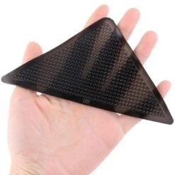 PiccoCasa Household Reusable Non Slip Silicone Rug Grip 5.9" X 3" X 0.12" Black 8 Pcs