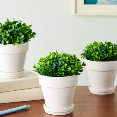 Juvale 3 Pack Mini Artificial Potted Fake Plants For Home Decor, Indoor Small Faux Topiaries For Room, Office Desk, Bathroom Greenery Decorations 2 Juvale 3 Pack Mini Artificial Potted Fake Plants For Home Decor, Indoor Small Faux Topiaries For Room, Office Desk, Bathroom Greenery Decorations - Image 2