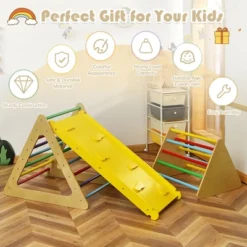 Costway 3 In 1 Kids Climbing Ladder Set 2 Triangle Climbers W/Ramp For Sliding & Climbing 12 Costway 3 In 1 Kids Climbing Ladder Set 2 Triangle Climbers W/Ramp For Sliding & Climbing -Home Furnishing Store GUEST eee936fc ca13 461b aca4 a12d937d376f