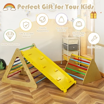 Costway 3 In 1 Kids Climbing Ladder Set 2 Triangle Climbers W/Ramp For Sliding & Climbing 4 Costway 3 In 1 Kids Climbing Ladder Set 2 Triangle Climbers W/Ramp For Sliding & Climbing - Image 4