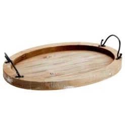 Farmlyn Creek Oval Wooden Serving Tray With Handles, Decorative Platter For Coffee Table, Living Room (15.75 X 10.8 X 1.25 In) -Home Furnishing Store GUEST f0d11484 56c1 400b 8a2f ba7606cdb6a9