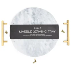 Juvale Round Marble Tray For Vanity With Handles, White Marble And Gold Serving Board For Kitchen, Home Decor, Centerpiece Display, 10.7x10.7x0.4 In -Home Furnishing Store GUEST f2c751e8 d651 4378 85ca 039911c4f610