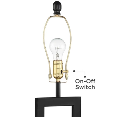 360 Lighting Modern Table Lamp With USB And AC Power Outlet 30" Tall Black Metal White Rectangle Shade For Living Room Bedroom House 6 360 Lighting Modern Table Lamp With USB And AC Power Outlet 30" Tall Black Metal White Rectangle Shade For Living Room Bedroom House - Image 6