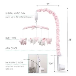 The Peanutshell Pink Elephant Musical Baby Crib Mobile For Girls -Home Furnishing Store GUEST f4b490ae 3eec 4558 9861 1060d7e55ebf