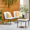 Cushioned Metal Outdoor Ottoman - Cream/Black - Hearth & Hand™ With Magnolia