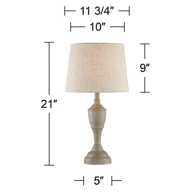 360 Lighting Claude Rustic Farmhouse Accent Table Lamps 21" High Set Of 2 Beige Washed Linen Drum Shade For Bedroom Living Room Bedside Nightstand 5 360 Lighting Claude Rustic Farmhouse Accent Table Lamps 21" High Set Of 2 Beige Washed Linen Drum Shade For Bedroom Living Room Bedside Nightstand - Image 5