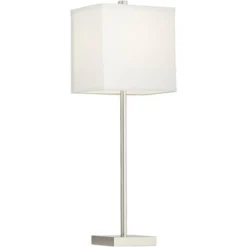 360 Lighting Franco Modern Table Lamps 26 1/2" High Set Of 2 Brushed Nickel With USB Charging Ports White Square Shade For Bedroom Living Room Desk -Home Furnishing Store GUEST f81a8fca a714 427f 9fa1 d0204a66b297