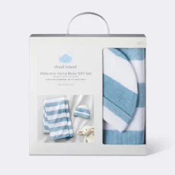 Hospital Muslin Swaddle Baby Blanket And Hat Gift Set - Blue And White Stripes - 2pk - Cloud Island™ -Home Furnishing Store GUEST fb8d0c4a 6731 47a1 9087 7e052aa41e53
