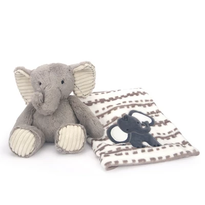 Lambs & Ivy Blanket & Plush Luxury Newborn Baby Gift Set - Gray Elephant 2 Lambs & Ivy Blanket & Plush Luxury Newborn Baby Gift Set - Gray Elephant - Image 2