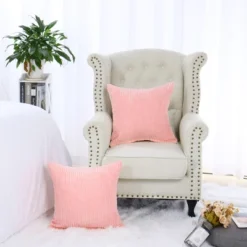 PiccoCasa Zipper Closure Cushion Decorative Square Throw Pillow Covers 2 Pcs 18 X 18 Inch