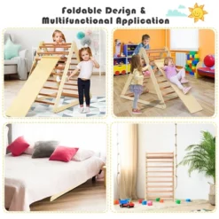 Costway Foldable Wooden Climbing Triangle Indoor Home Climber W/ Ladder For Toddler Baby -Home Furnishing Store GUEST fe16491a 1dc0 468a aaa7 e648066f6013
